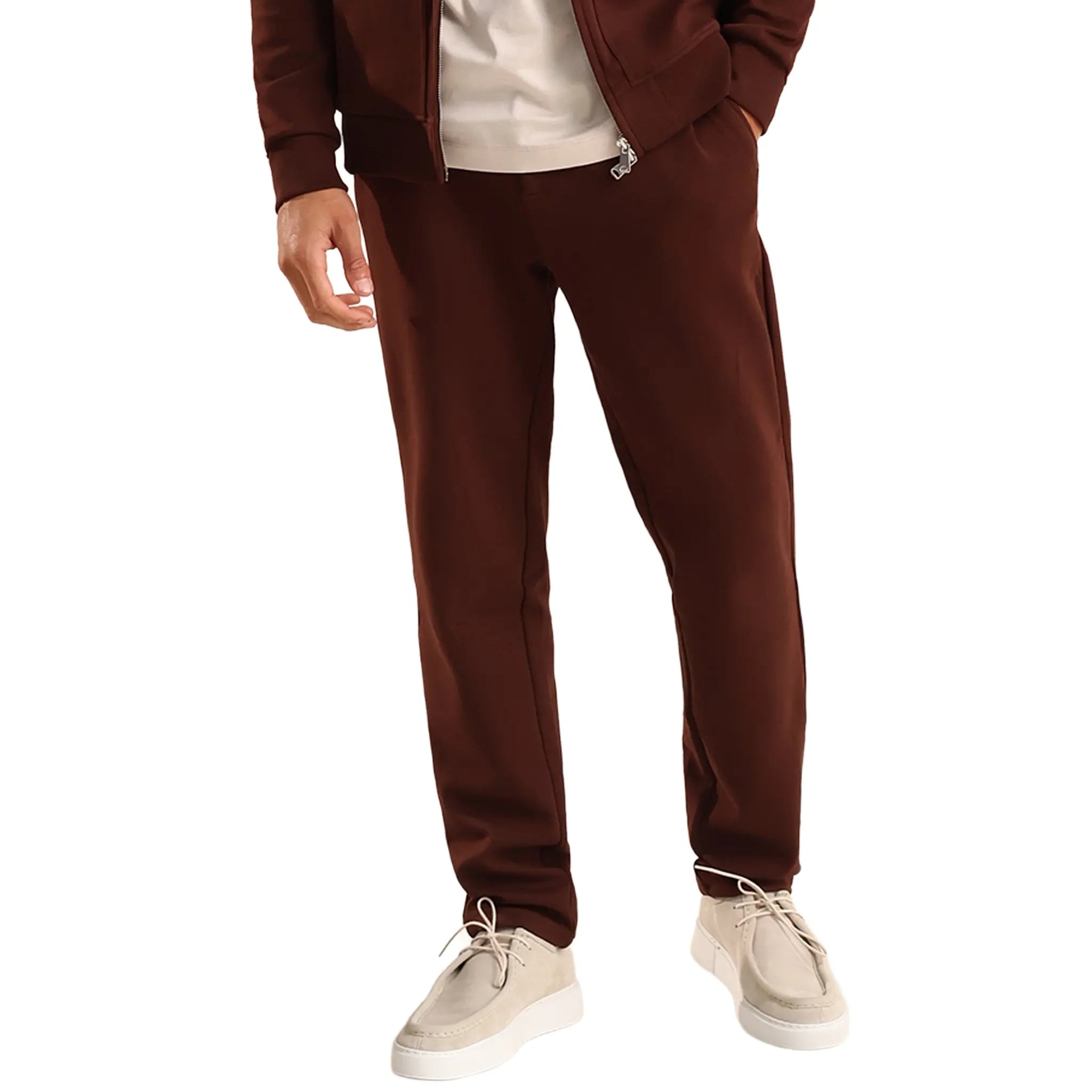 Front View of Be Gentle Sunday Essentials Dark Brown Sweatpants